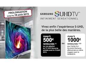 Illustration de l'article Samsung UHD : prorogation de l'offre de remboursement pour l'achat d'un téléviseur